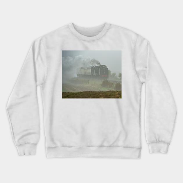 Steam Train In fog Crewneck Sweatshirt by Robert john